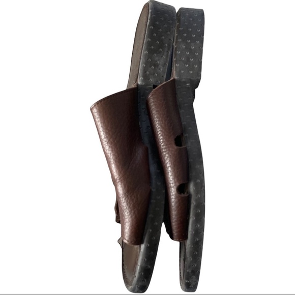 Brighton Italy Laura Brown Leather & Silver Tone Buckle Peep Toe Sandals Sz 7.5M - Picture 4 of 10